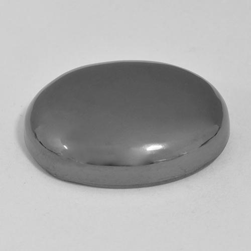 Hematita cinza natural 24,76ct, corte oval, opaco