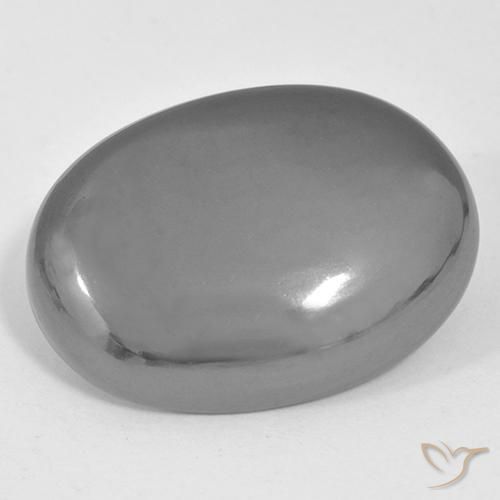 Hematita Cinza prateado Natural 36.77ct, oval, Opaco