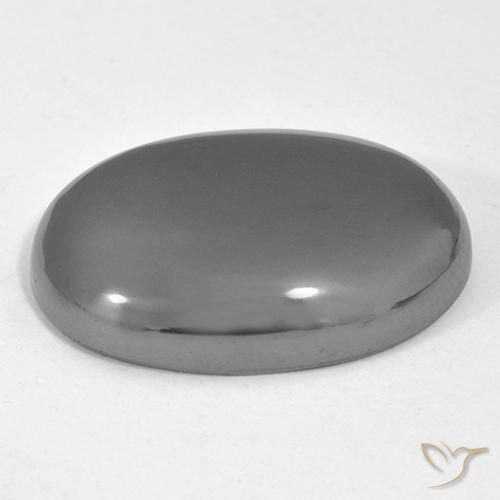 Hematita Cinza prateado Natural 36.77ct, oval, Opaco