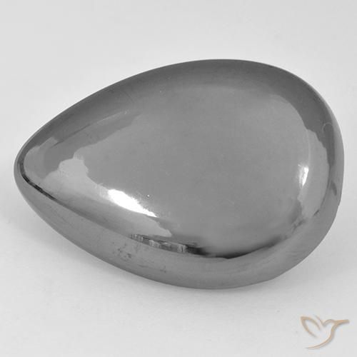 33.60ct Natural Cinza prateado Hematita, Formato de pêra, Opaco