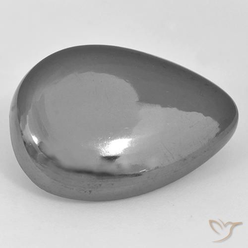 Hematita Cinza prateado Natural 33.60ct, Formato de pêra, Opaco