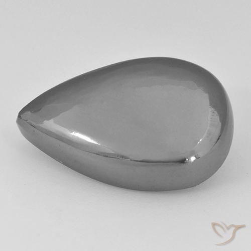 Hematita Cinza prateado Natural 33.84ct, Formato de pêra, Opaco