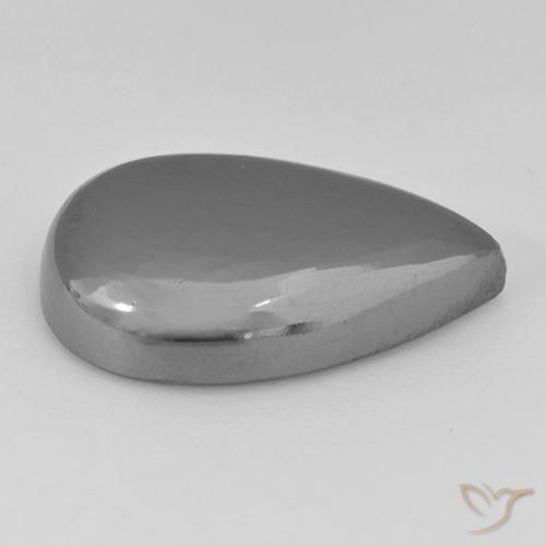 Hematita Cinza prateado Natural 33.84ct, Formato de pêra, Opaco