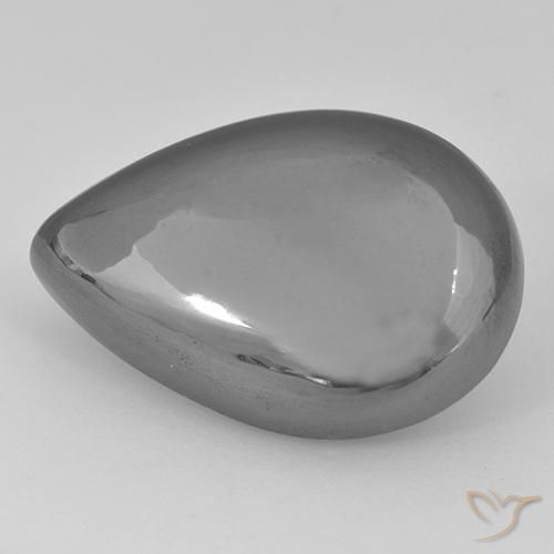 40.28ct Natural Cinza prateado Hematita, Formato de pêra, Opaco
