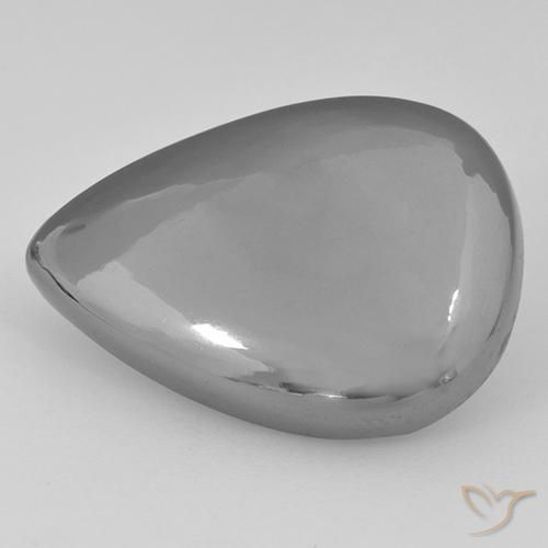 30.47ct Natural Cinza prateado Hematita, Formato de pêra, Opaco