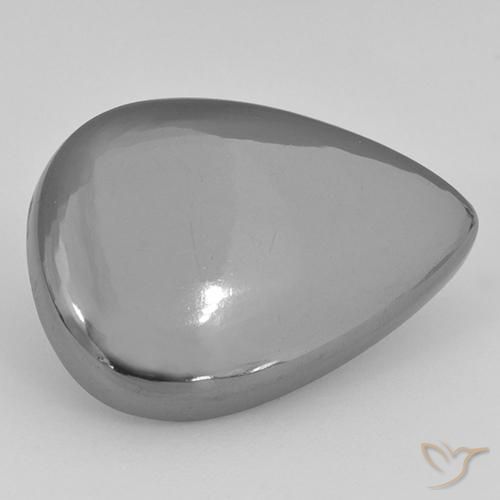 Hematita Cinza prateado Natural 30.47ct, Formato de pêra, Opaco