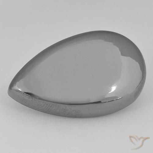 31.43ct Natural Cinza prateado Hematita, Formato de pêra, Opaco