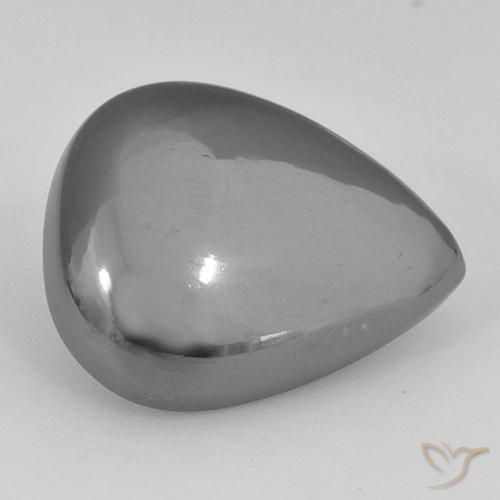 Hematita Cinza prateado Natural 23.36ct, Formato de pêra, Opaco