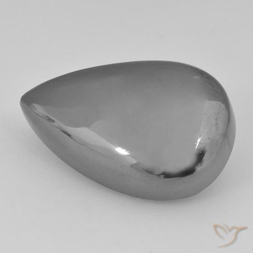 Hematita Cinza prateado Natural 30.63ct, Formato de pêra, Opaco