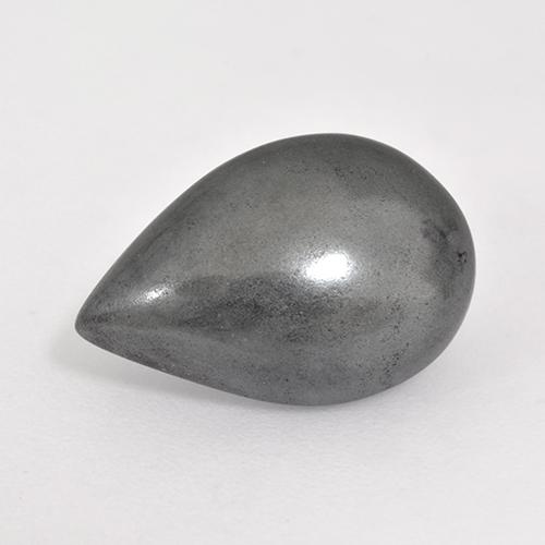Hematita cinza natural 7,86ct, formato de pêra, opaco