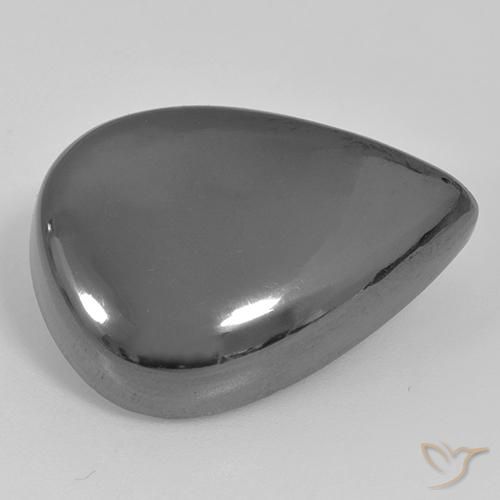 Hematita Cinza prateado Natural 35.97ct, Formato de pêra, Opaco