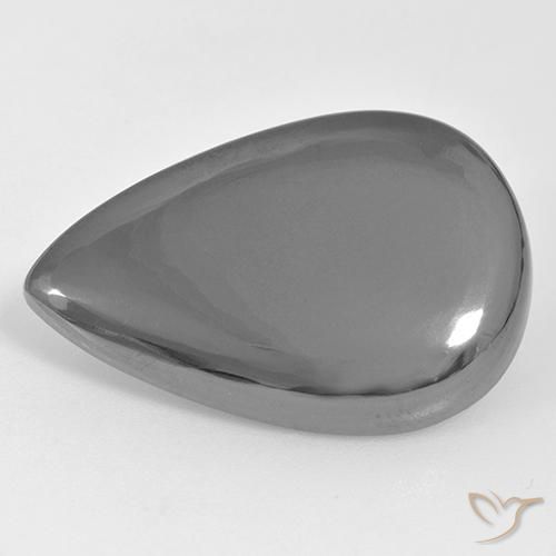 Hematita cinza médio Natural 33.96ct, Formato de pêra, Opaco