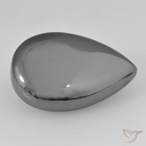 Hematita Cinza prateado Natural 28.91ct, Formato de pêra, Opaco