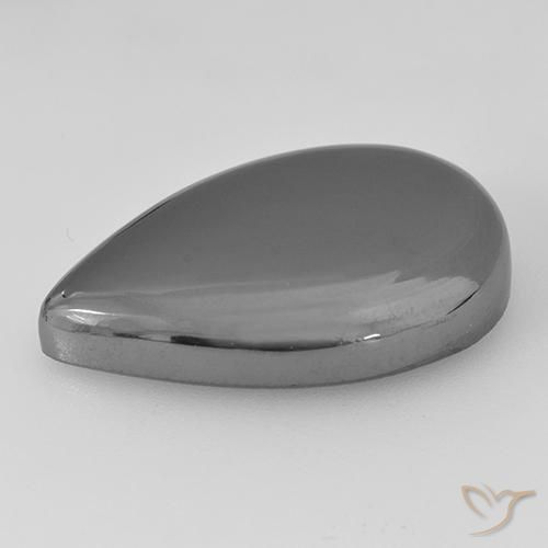 Hematita Cinza prateado Natural 28.91ct, Formato de pêra, Opaco