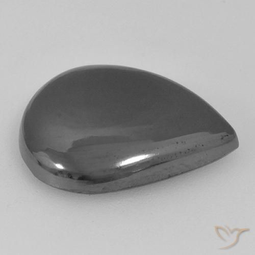 Hematita Cinza prateado Natural 16.86ct, Formato de pêra, Opaco