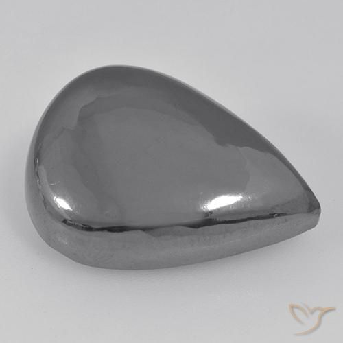 35.60ct Natural Cinza prateado Hematita, Formato de pêra, Opaco