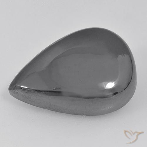 Hematita Cinza prateado Natural 35.60ct, Formato de pêra, Opaco