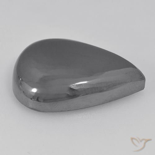 Hematita Cinza prateado Natural 35.60ct, Formato de pêra, Opaco