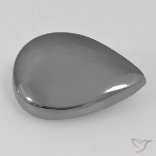 Hematita cinza natural 17,36ct, formato de pêra, opaco