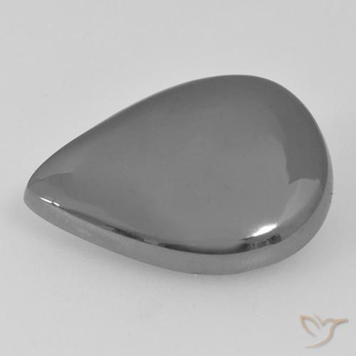 Hematita cinza natural 17,36ct, formato de pêra, opaco