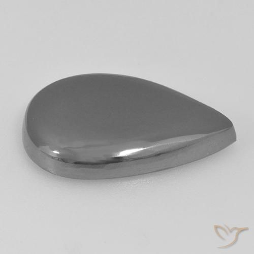 Hematita cinza natural 17,36ct, formato de pêra, opaco