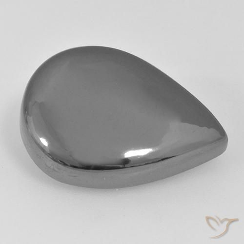 31.22ct Natural Cinza prateado Hematita, Formato de pêra, Opaco