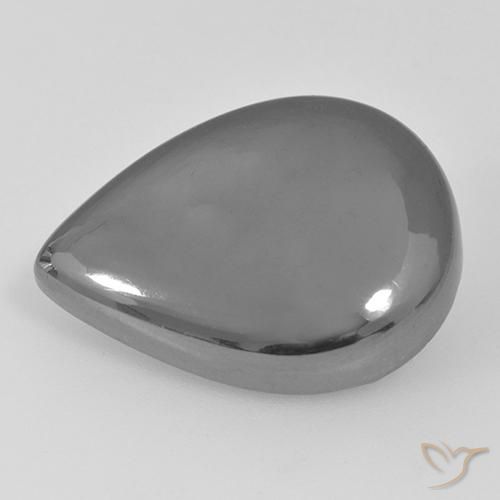 Hematita Cinza prateado Natural 31.22ct, Formato de pêra, Opaco