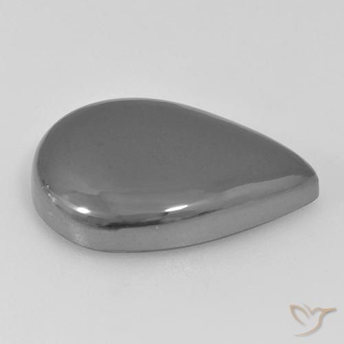 Hematita Cinza prateado Natural 31.22ct, Formato de pêra, Opaco
