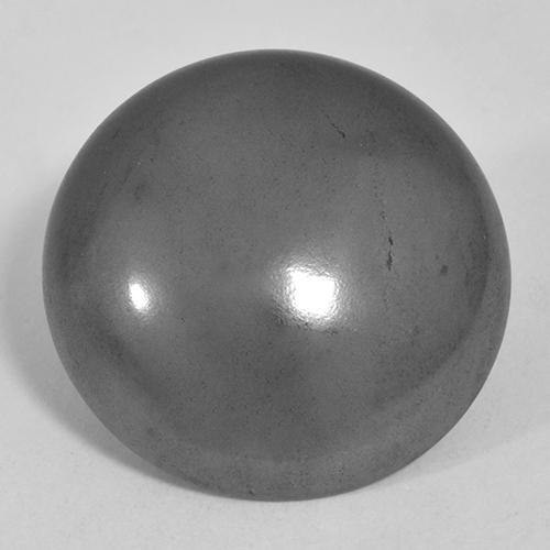 Hematita cinza natural 24,48ct, corte redondo, opaco