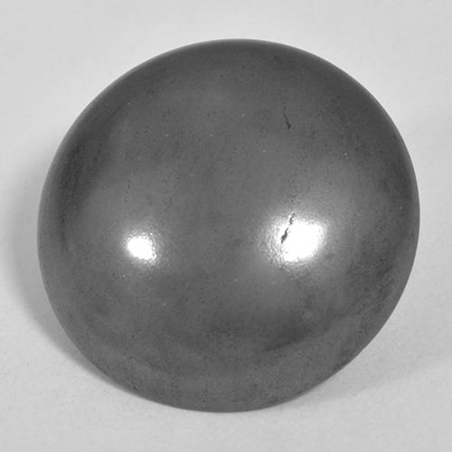 Hematita cinza natural 24,48ct, corte redondo, opaco
