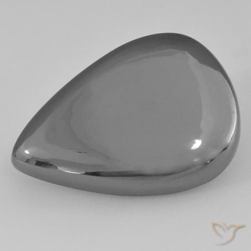 28.80ct Natural Cinza prateado Hematita, Formato de pêra, Opaco