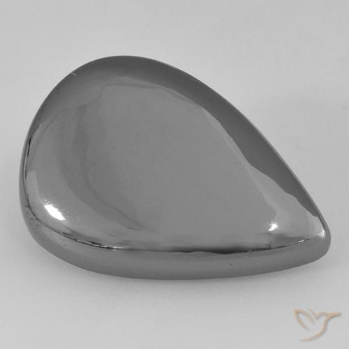 Hematita Cinza prateado Natural 28.80ct, Formato de pêra, Opaco
