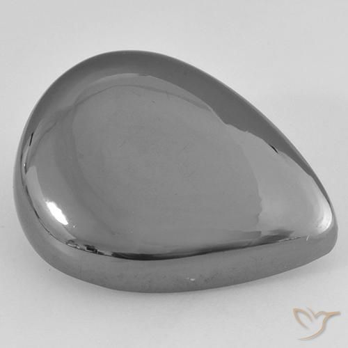 Hematita cinza médio Natural 37.08ct, Formato de pêra, Opaco