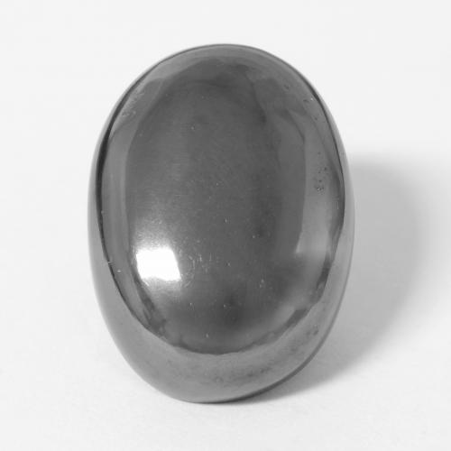 Hematita cinza natural 27,53ct, corte oval, opaco