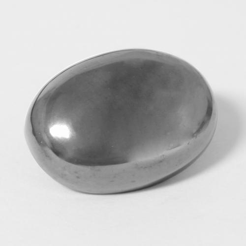 Hematita cinza natural 27,53ct, corte oval, opaco