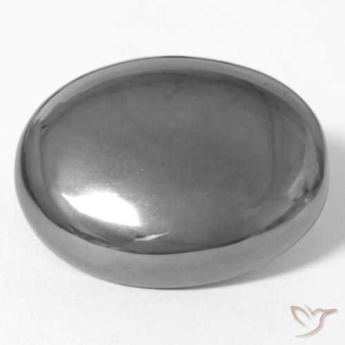 Hematita Cinza prateado Natural 38.27ct, oval, Opaco