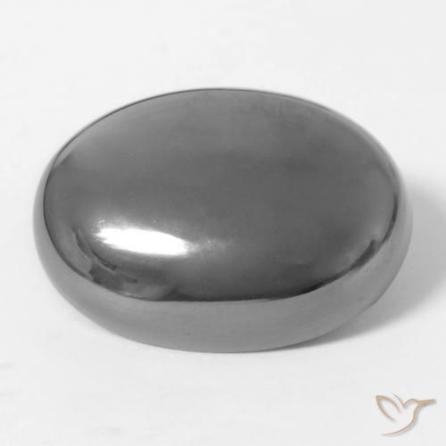 Hematita Cinza prateado Natural 28.61ct, oval, Opaco