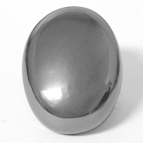 Hematita cinza natural 35,89ct, corte oval, opaco