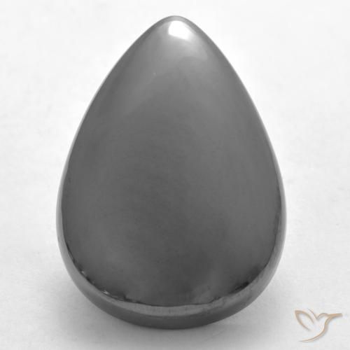 30.61ct Natural Cinza prateado Hematita, Formato de pêra, Opaco