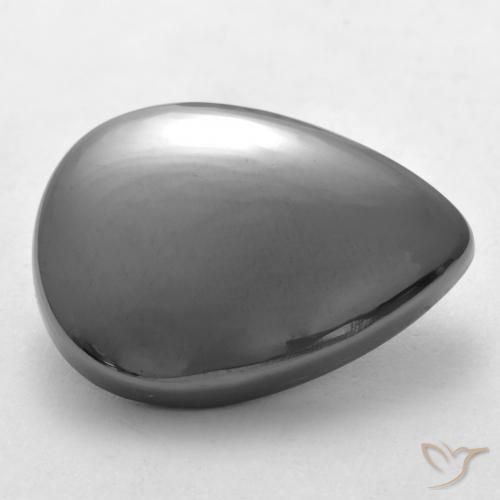 Hematita Cinza prateado Natural 30.61ct, Formato de pêra, Opaco