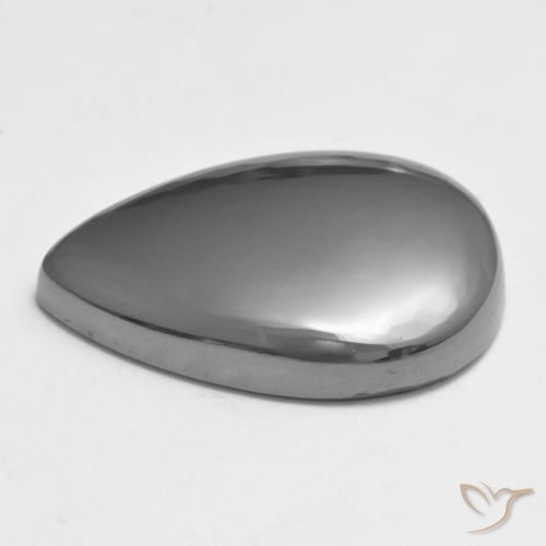 Hematita Cinza prateado Natural 30.61ct, Formato de pêra, Opaco