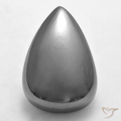 34.68ct Natural Cinza prateado Hematita, Formato de pêra, Opaco