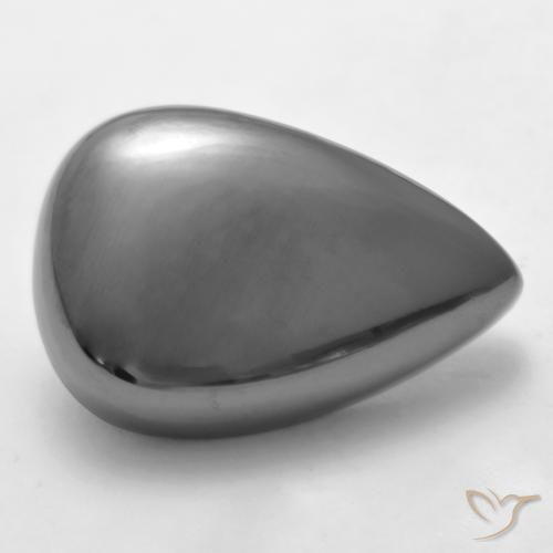 Hematita Cinza prateado Natural 34.68ct, Formato de pêra, Opaco