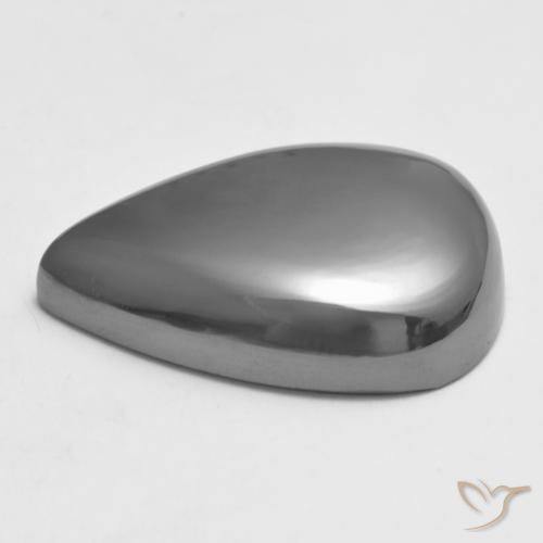 Hematita Cinza prateado Natural 34.68ct, Formato de pêra, Opaco