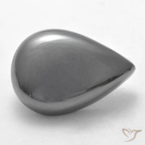 Hematita cinza médio Natural 33.79ct, Formato de pêra, Opaco