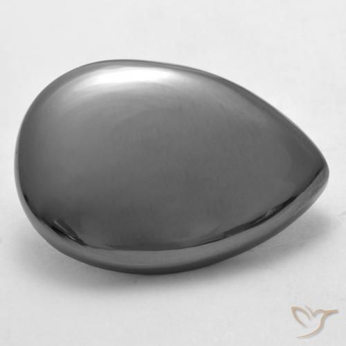 Hematita Cinza prateado Natural 26.26ct, Formato de pêra, Opaco