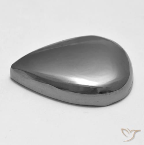 Hematita Cinza prateado Natural 34.04ct, Formato de pêra, Opaco