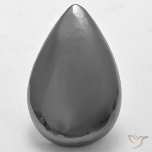 27.12ct Natural Cinza prateado Hematita, Formato de pêra, Opaco