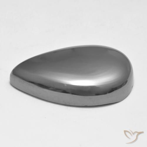 Hematita cinza médio Natural 28.17ct, Formato de pêra, Opaco