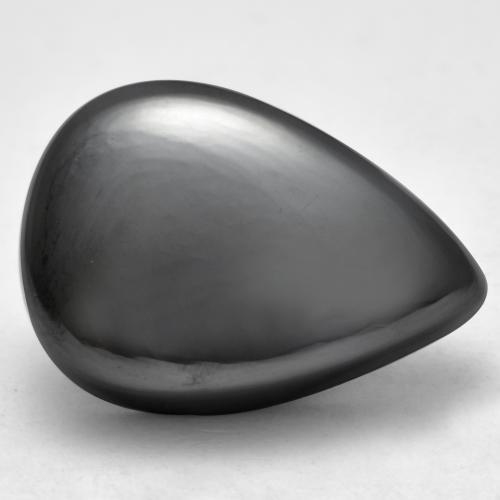 Hematita cinza natural 39,86ct, formato de pêra, opaco